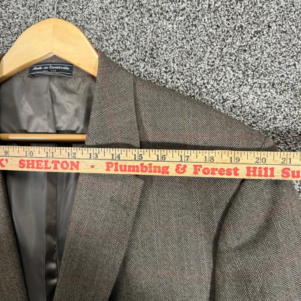Saddlebred Blazer Mens 48R Taupe Herringbone Lambswool Sport Coat Jacket